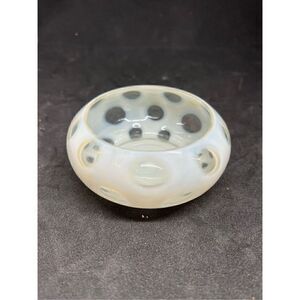 VTG Fenton White Opalescent Coin Dot Optic Bowl 4”x 2”Trinket Dish AS IS